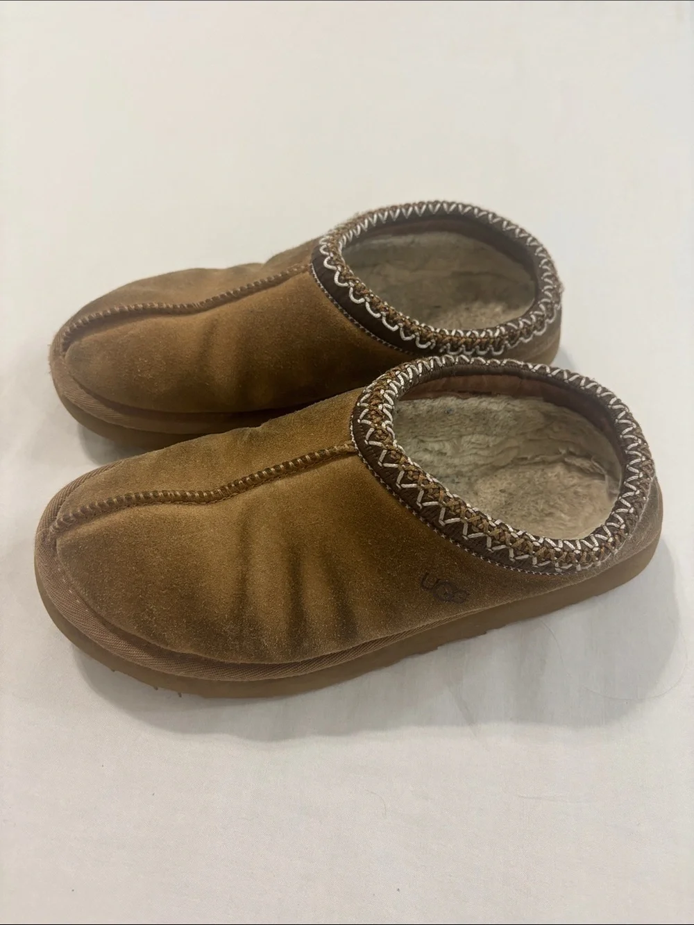 UGG Kids Chestnut Suede Shearling Clog Slippers